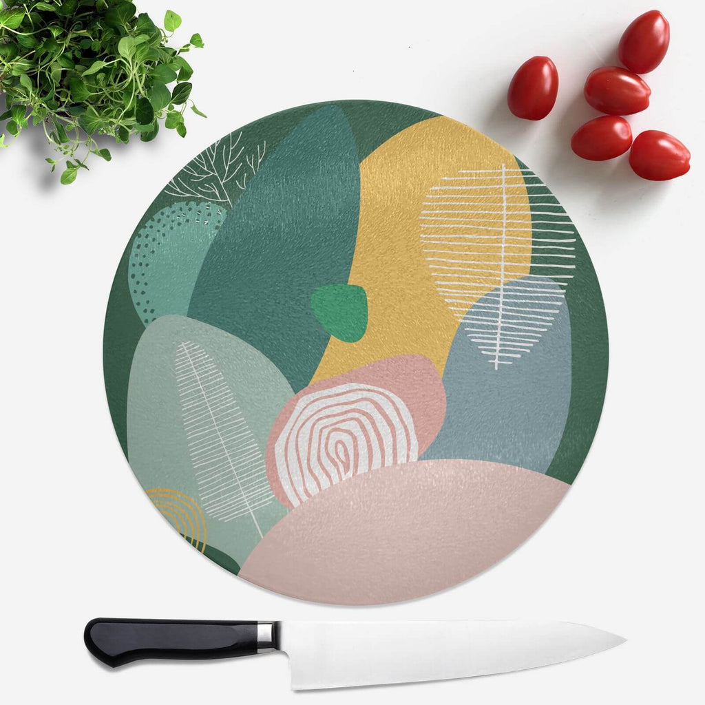 Pastel Garden Round Chopping Board