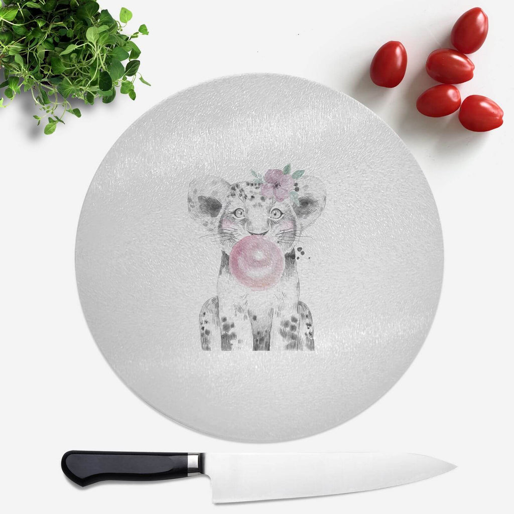 Pressed Flowers Bubblegum Cub Round Chopping Board