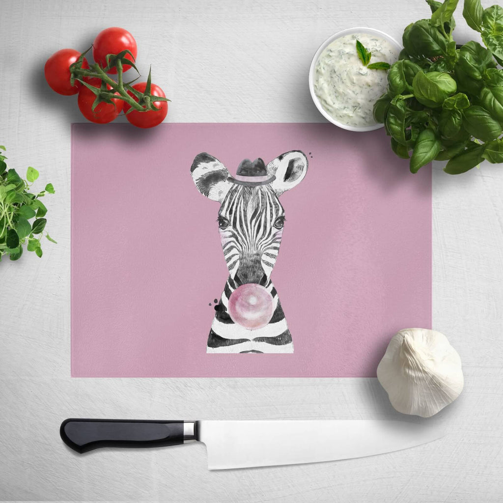 Pressed Flowers Bubblegum Zebra Chopping Board