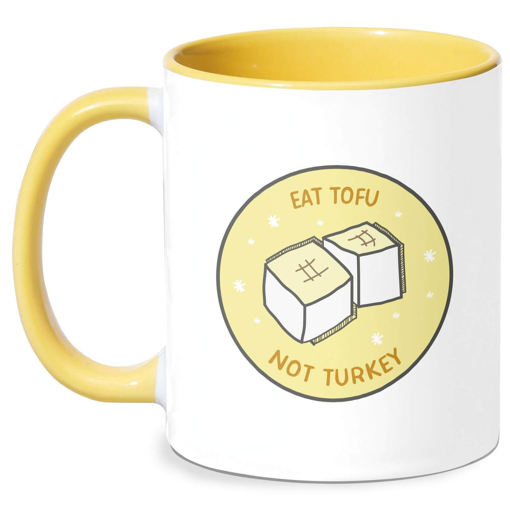 Eat Tofu Not Turkey Mug - White/Yellow