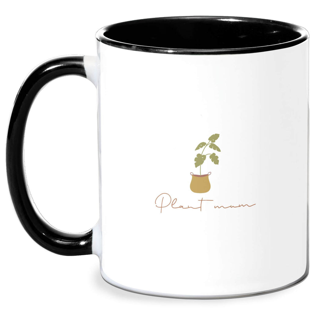 Burnt Orange Plant Mum Mug - White/Black