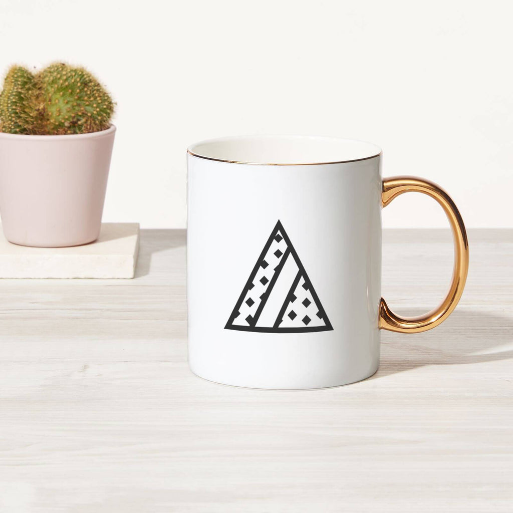 Stylised Letter F Bone China Gold Handle Mug