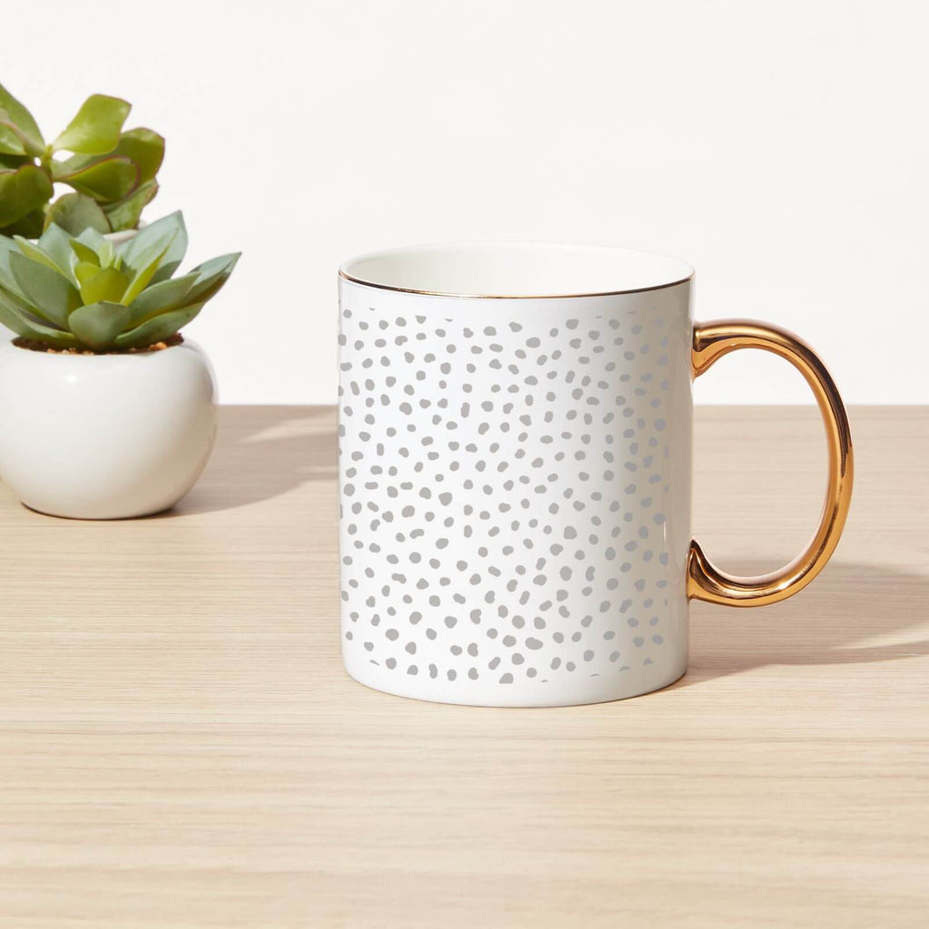 Spots Bone China Gold Handle Mug