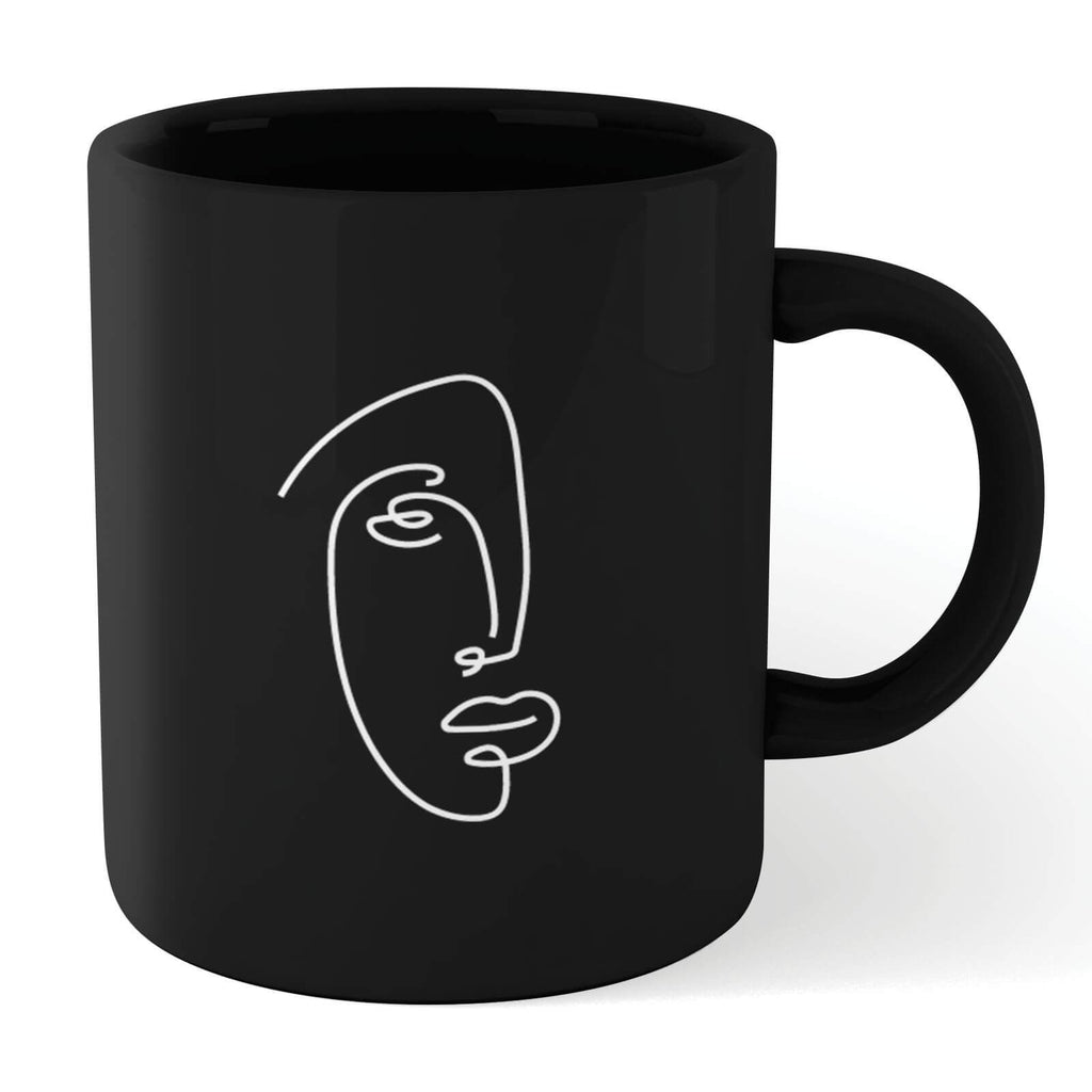 Face Outline Mug - Black