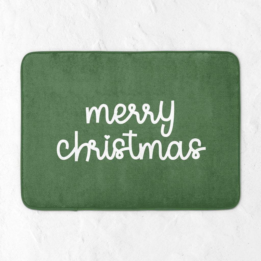 Swirly Merry Christmas Bath Mat