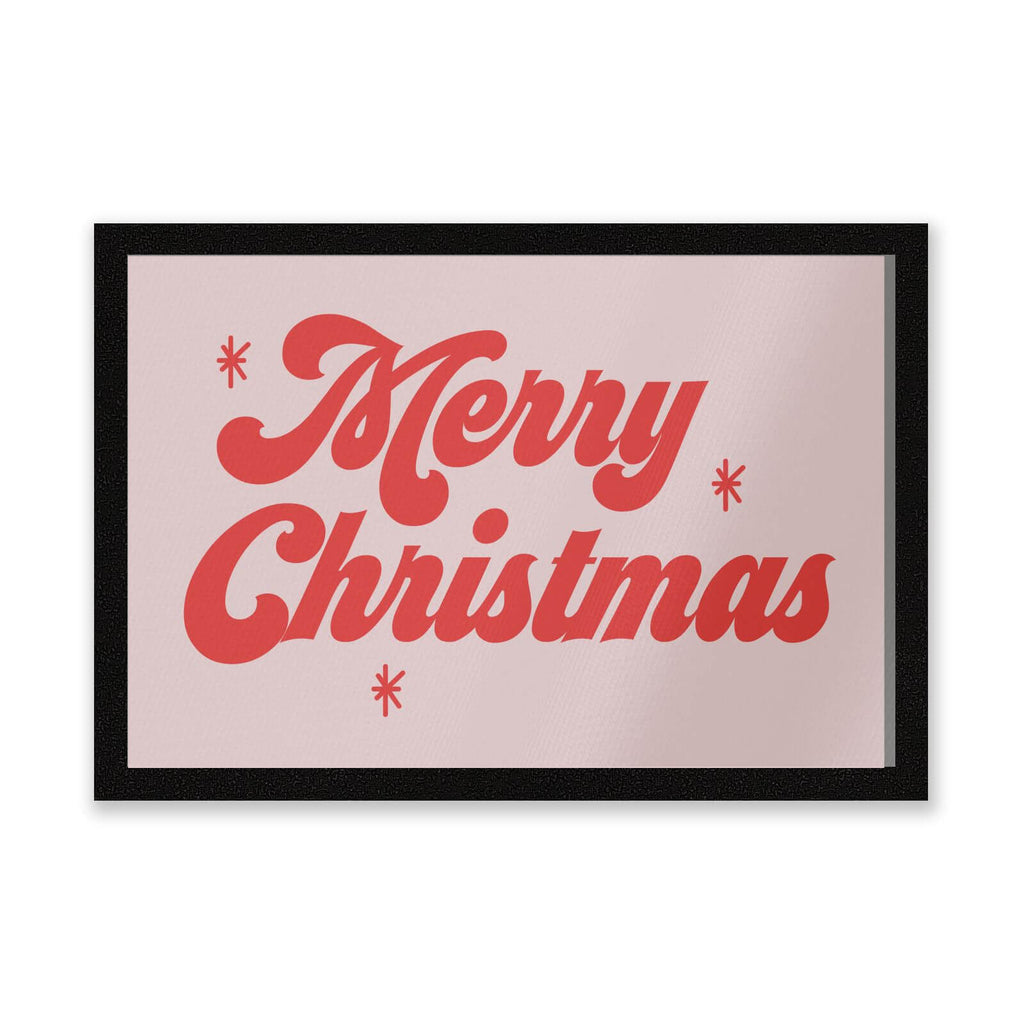 Merry Christmas Red Entrance Mat