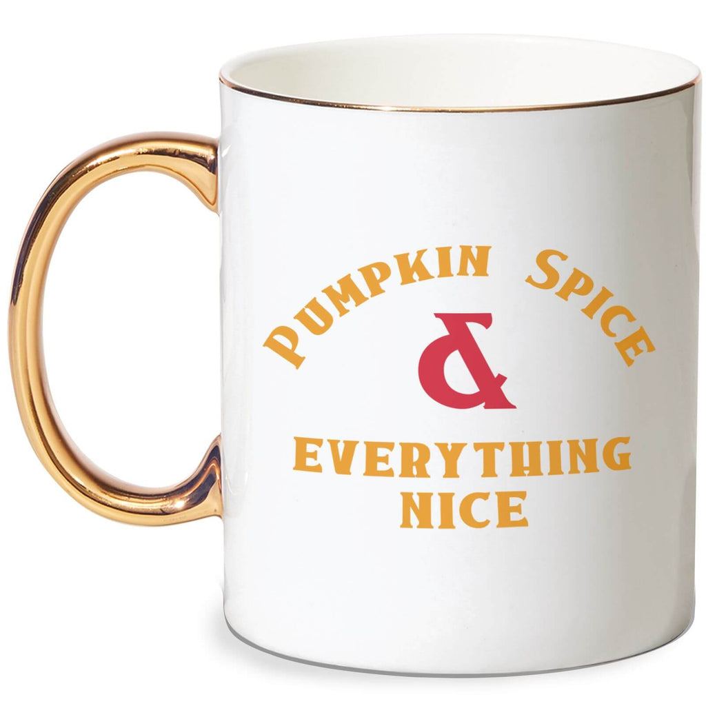 Pumpkin Spice & Everything Nice Bone China Gold Handle Mug