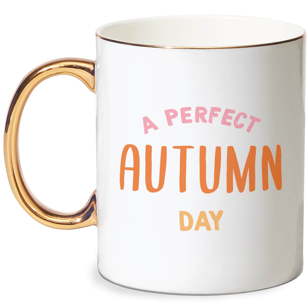 A Perfect Autumn Day Bone China Gold Handle Mug