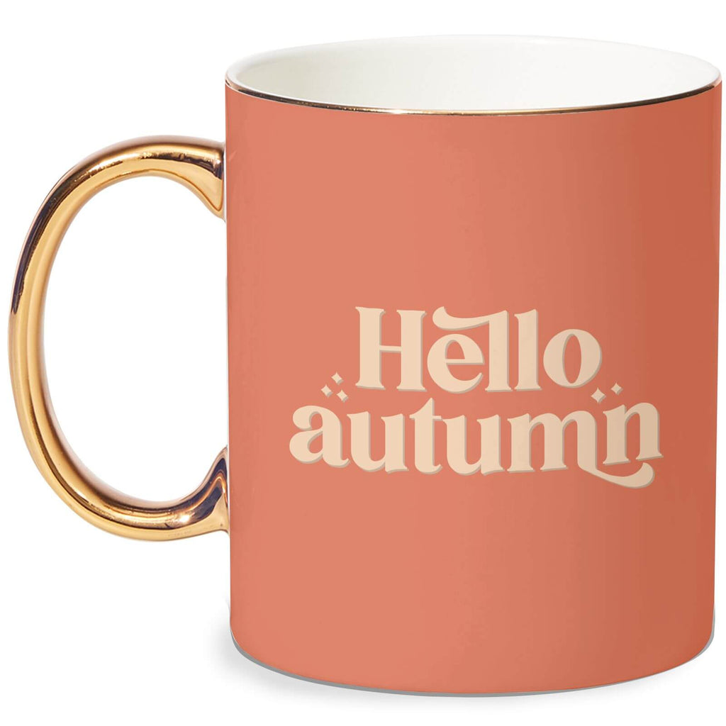 Hello Autumn Bone China Gold Handle Mug