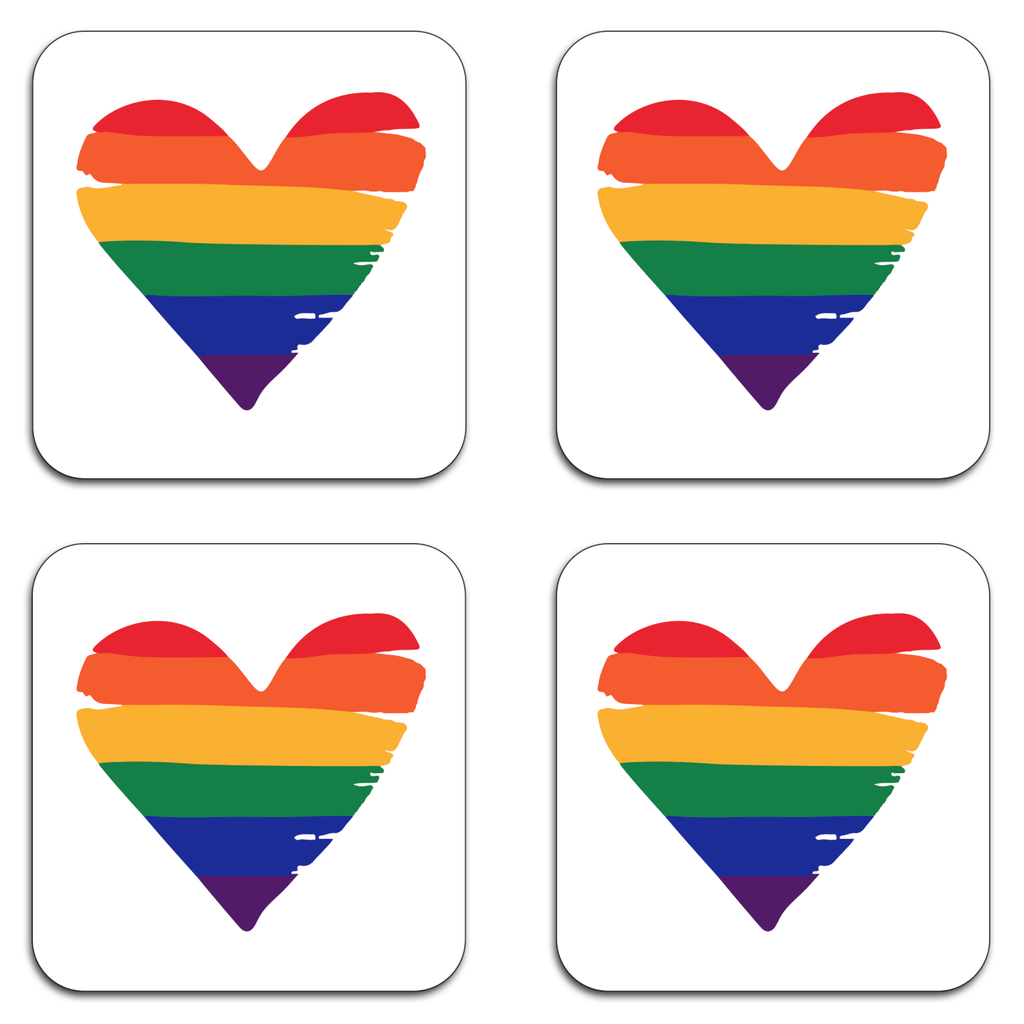 Rainbow Heart Coaster Set