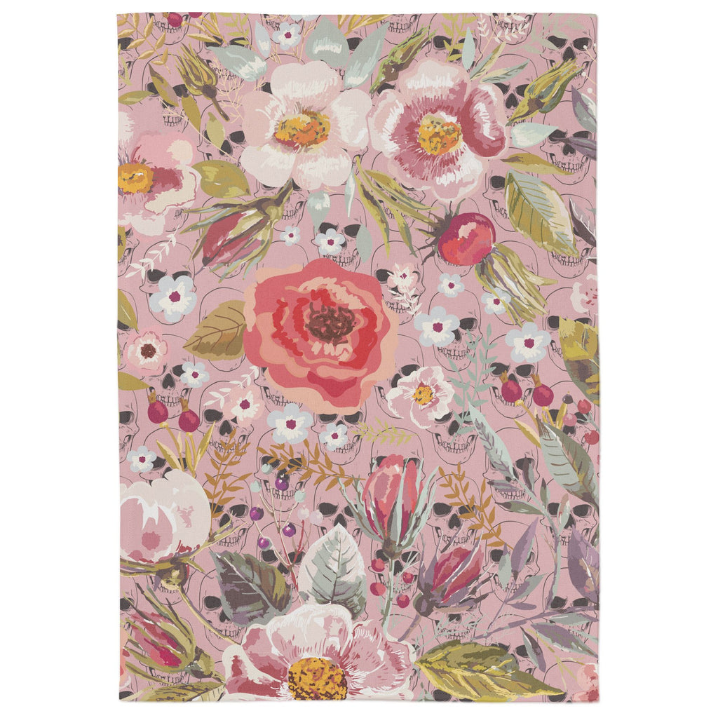 Flowers & Skulls Tea Towel