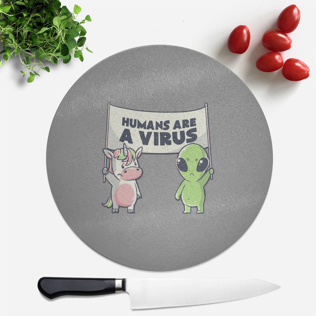 Humans Are A Virus Round Chopping Board