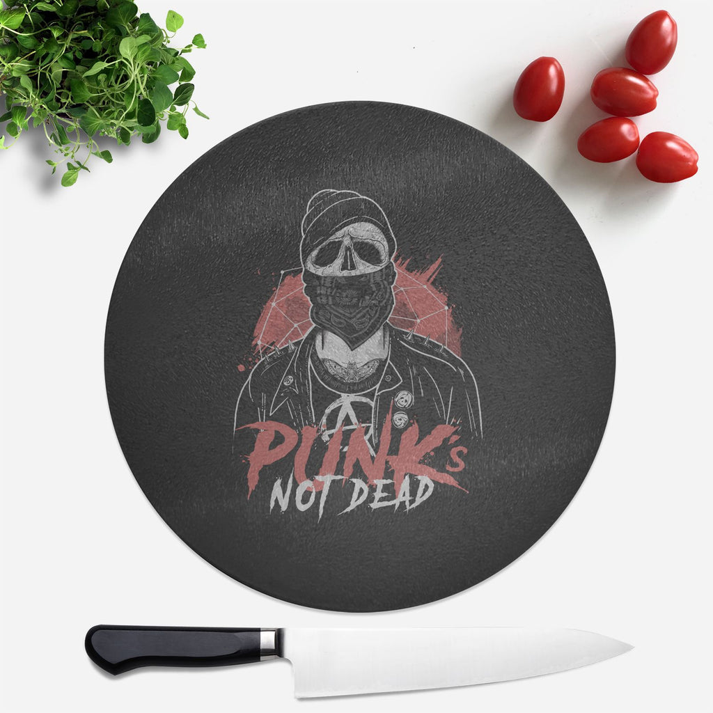Punks Not Dead Round Chopping Board