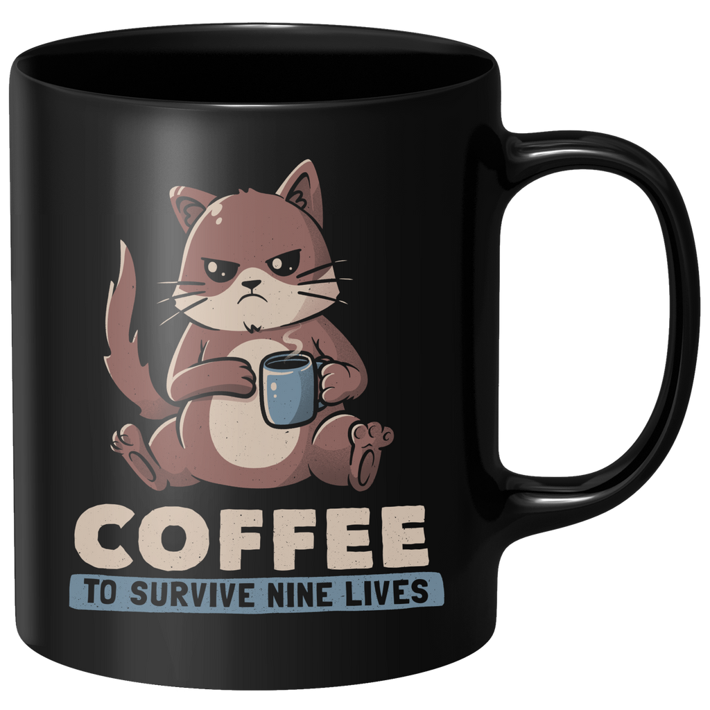 Coffee To Survive Nine Lives Mug - Black