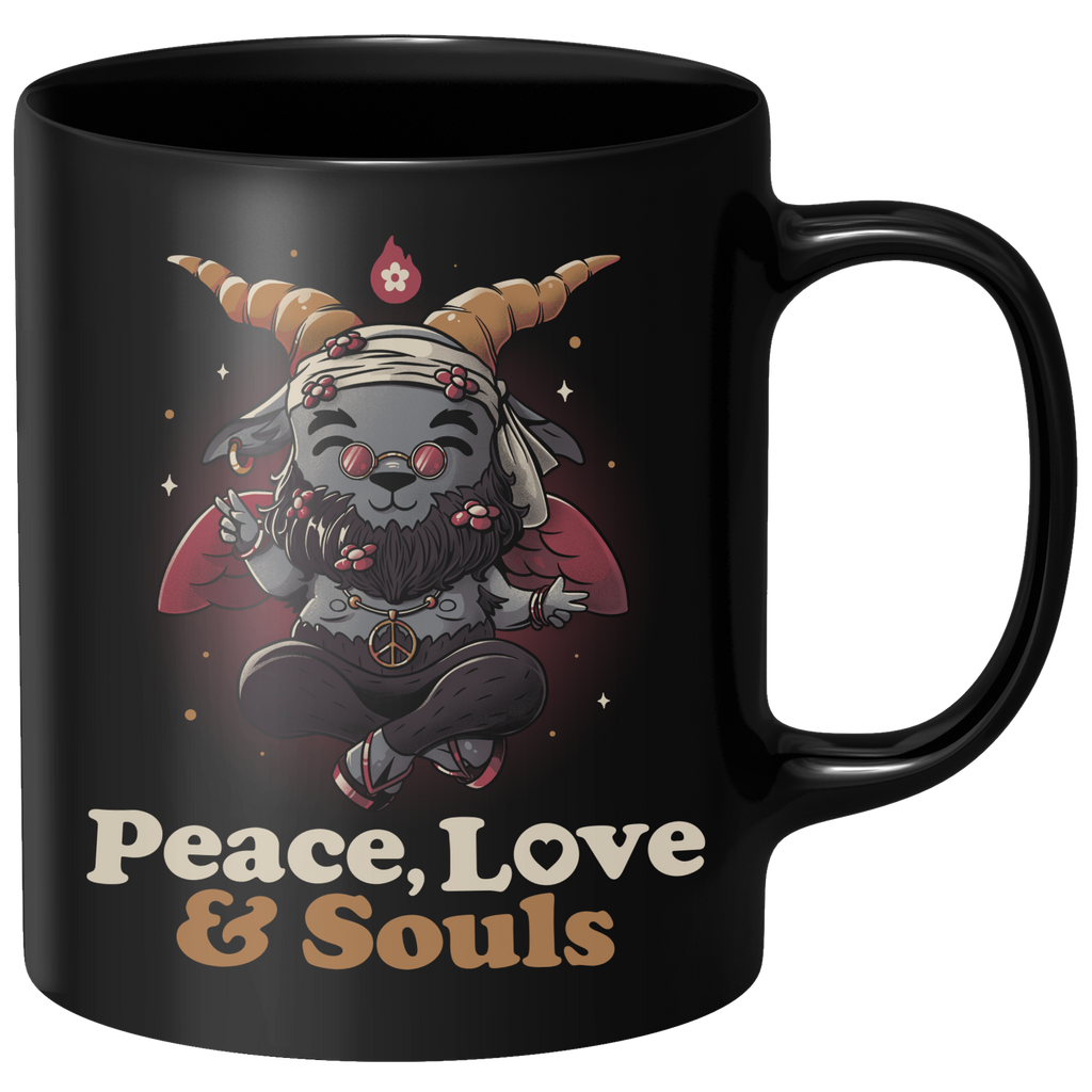 Peace Love And Souls Mug - Black