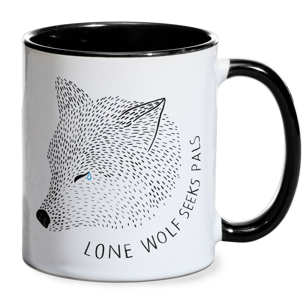 Lone Wolf Seeks Pals Mug - Black