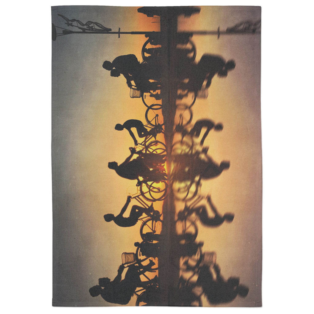 Sunset Silhouettes Cotton Tea Towel - White