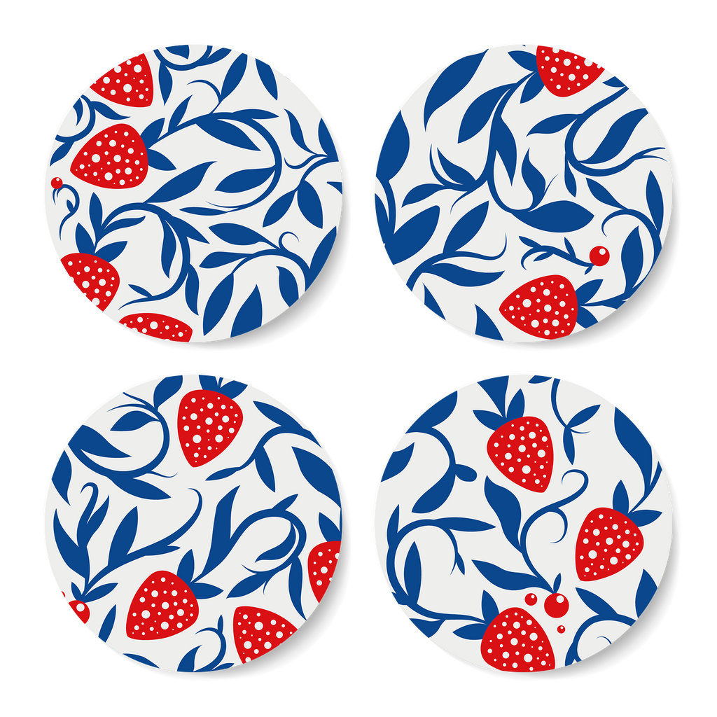 Strawberry Picking Round Coaster Set