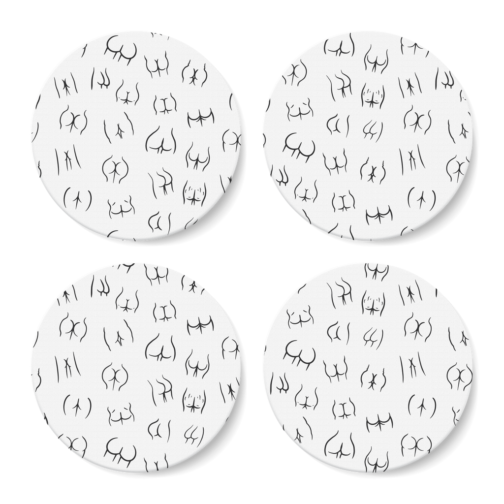 Cheeks Pattern Round Coaster Set