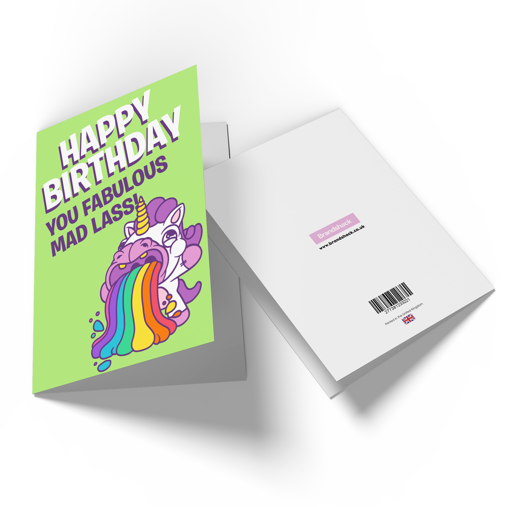 Happy Birthday You Fabulous Mad Lass! Greetings Card