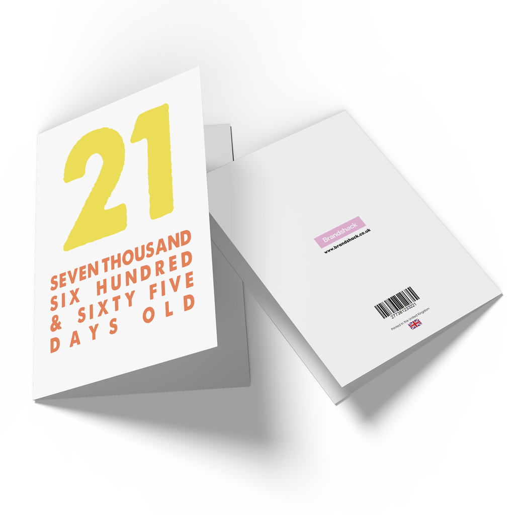 21 Seven Thousand Six Hundred And Sixty Five Days Old Greetings Card