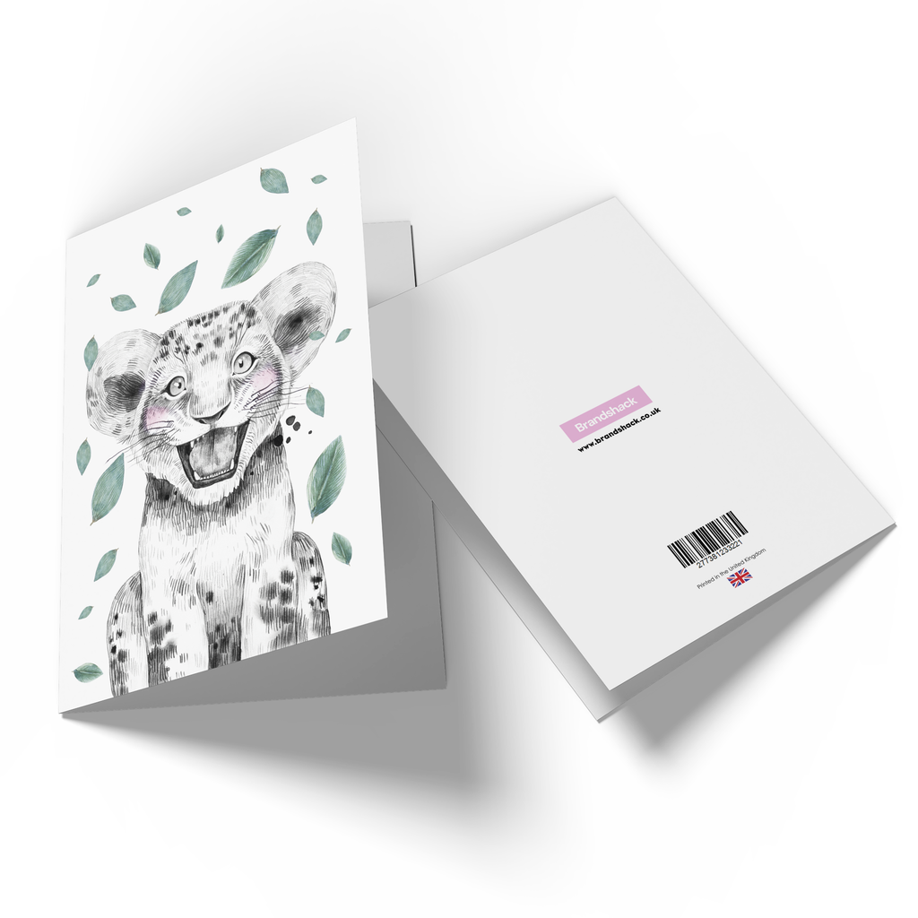 Lion Cub Leaves Greetings Card