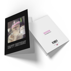 Happy Birthday Cat Wine Meme Greetings Card