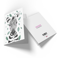 Zebra Leaves Greetings Card