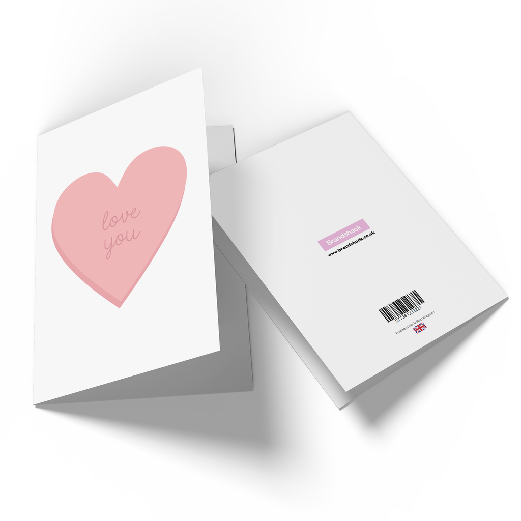 Love You Pink Heart Greetings Card