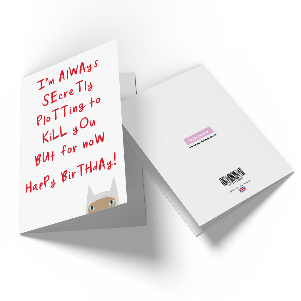 I'm Always Secretly Plotting To Kill You But For Now Happy Birthday Greetings Card