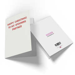 Happy Christmas To My Spooning Partner Greetings Card