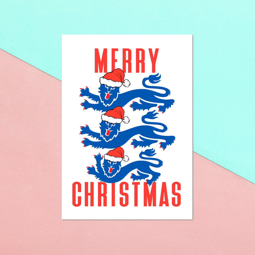 Three Christmas Lions Greetings Card