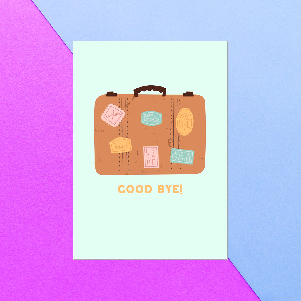 Good Bye Suitcase Greetings Card