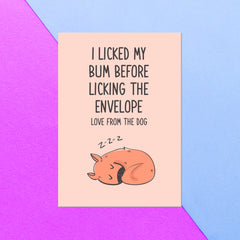 I Licked My Bum Before Licking The Envelope The Dog Greetings Card