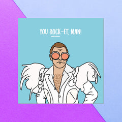 You Rock-et, Man! Square Greetings Card