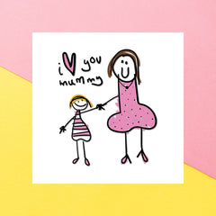 I Love You Mummy Square Greetings Card