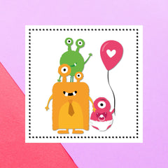 Alien Family Square Greetings Card