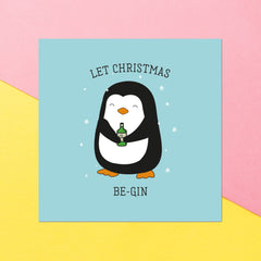 Let Christmas Be-Gin Square Greetings Card