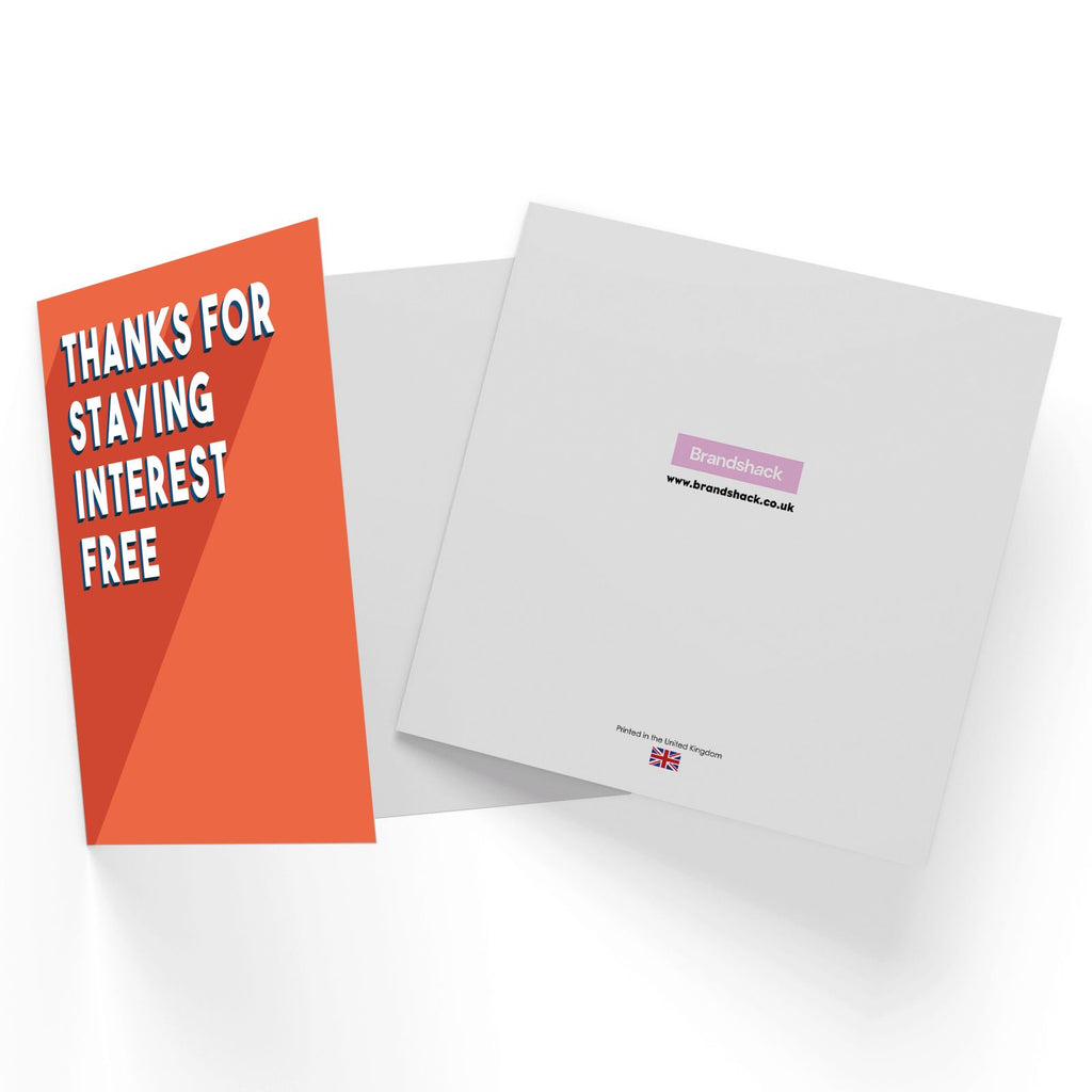 Thanks For Staying Interest Free Square Greetings Card